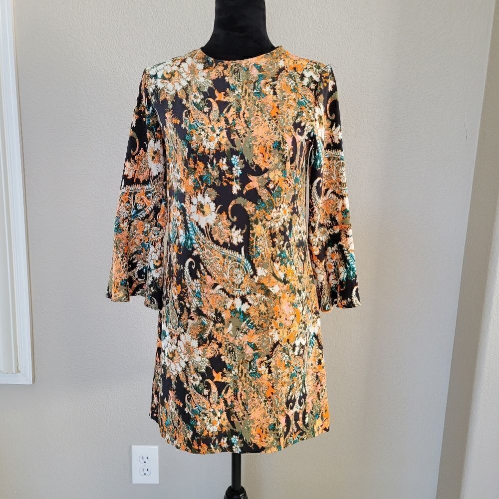 WAYF Floral Shift Dress 3/4 sleeve size S